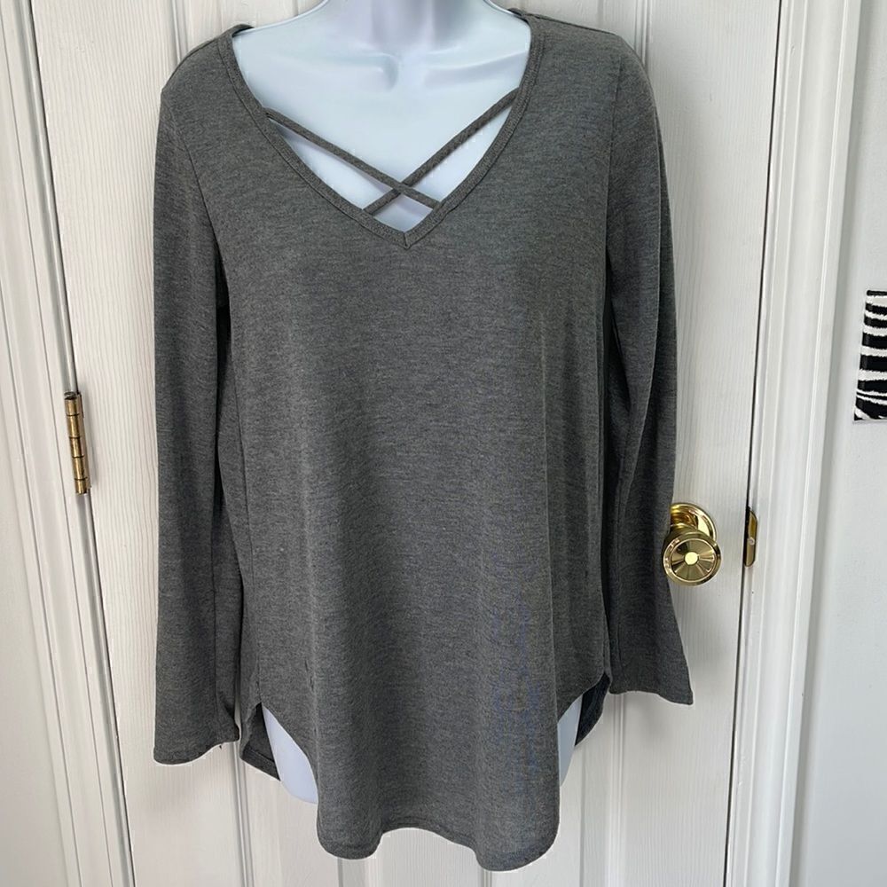 Gray v-neck sweater